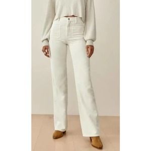 Reformation Alyssa High Rise Wide Leg Corduroy Pants in Bone Sz. 30